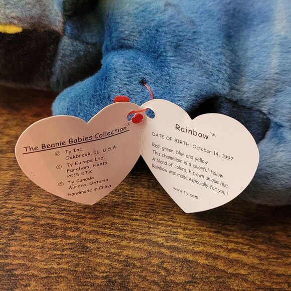 Ty Beanie Babies Rainbow Smoochy Frog Scaley The Lizard PVC Pellets Vintage NWT - Picture 6 of 10